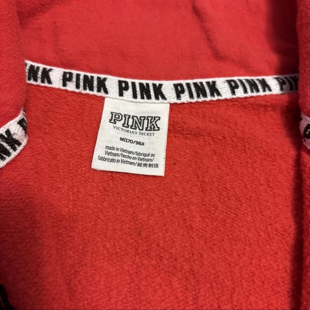 PINK Victoria's Secret Women’s M Red Quarter Zip Pullover Sweatshirt Sweater - Picture 6 of 11